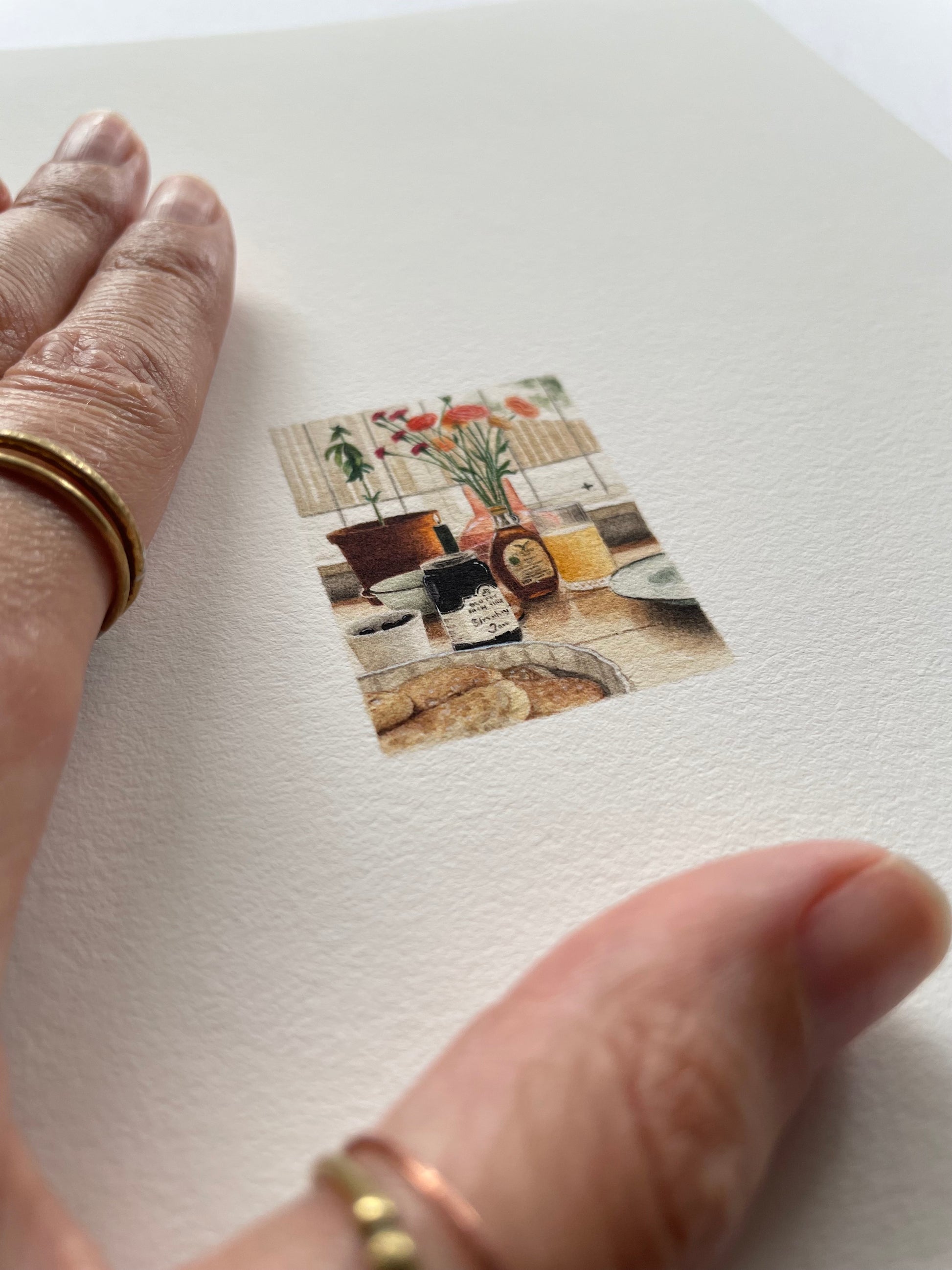 Breakfast scene miniature painting scale