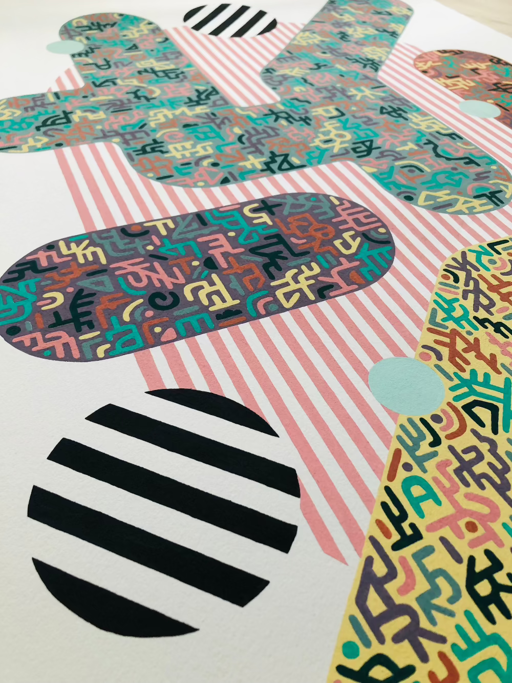 Candy Stripe gouache pattern artwork