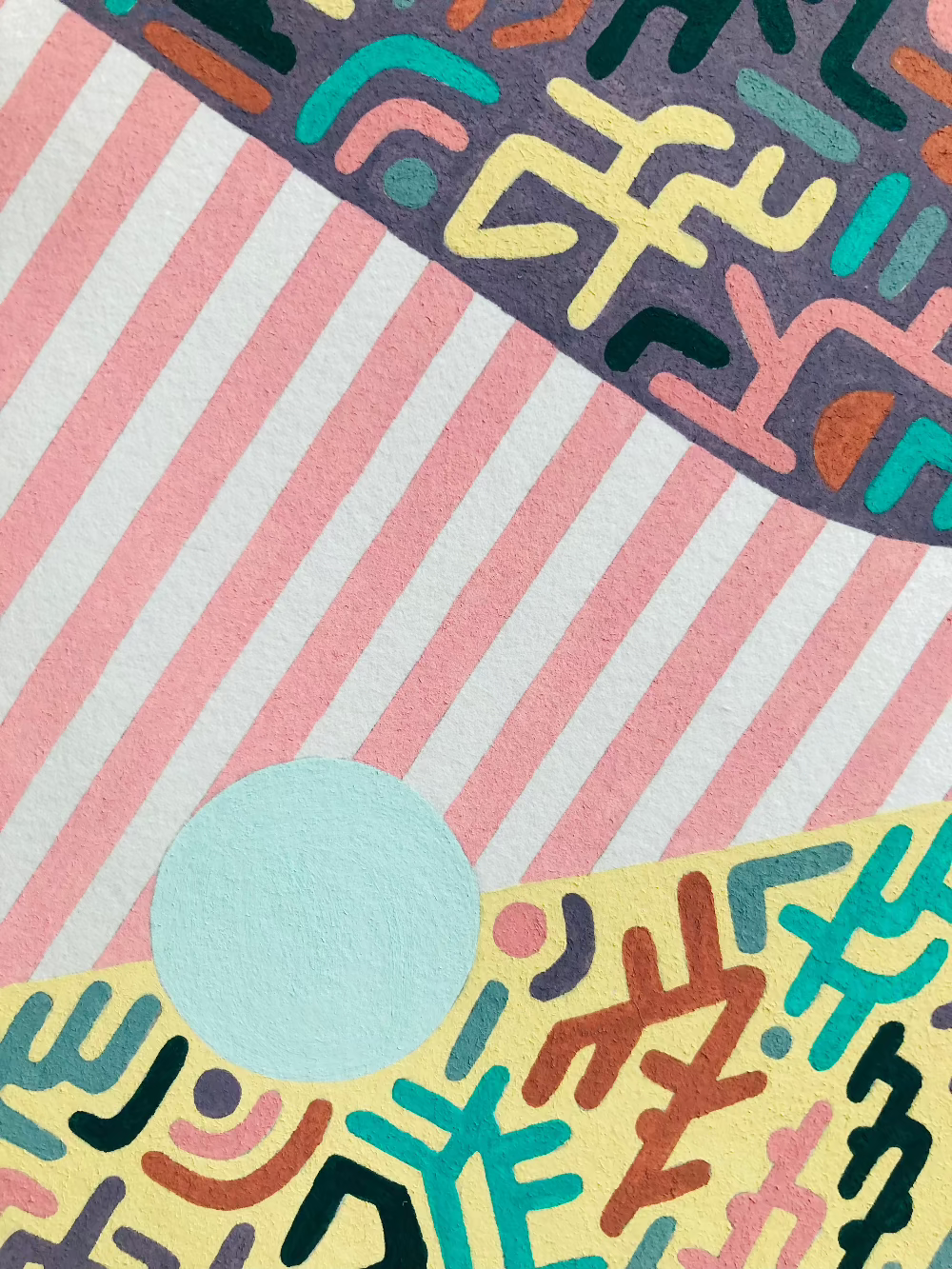 Close up of Candy Stripe gouache pattern artwork and the texture of this beautiful French paper