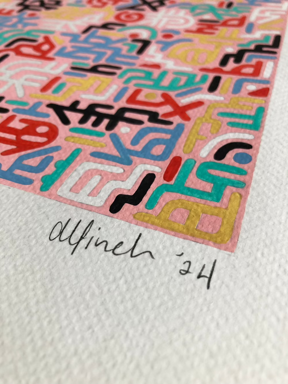 Divine Delight artwork with close up of artist signature