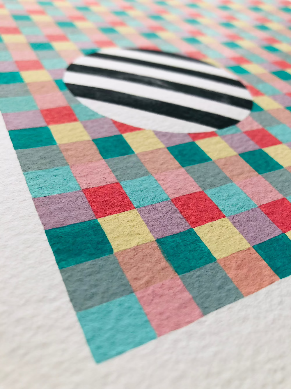 Close up of Left Overs gouache artwork unframed