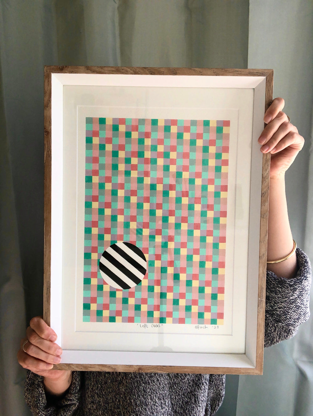 Left Overs gouache artwork held for size reference