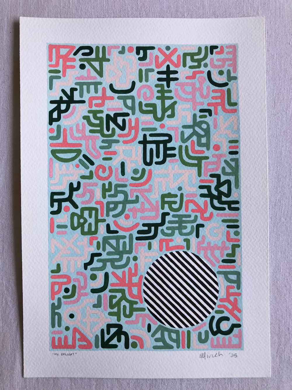 My Delight gouache artwork unframed