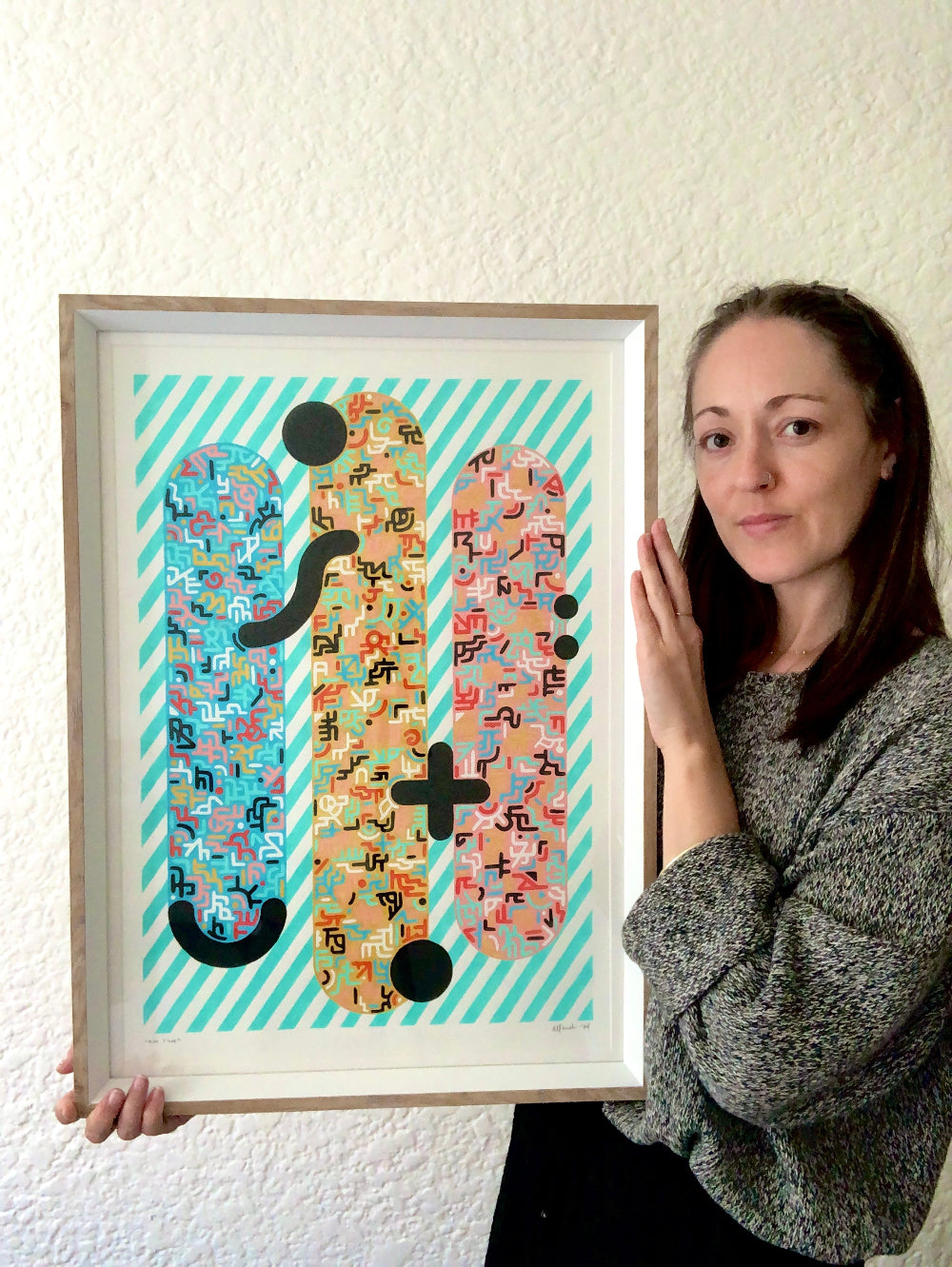 Play Time gouache pattern artwork photographed with artist