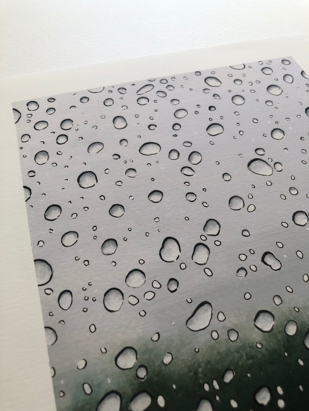 Glass with water droplets on a blurred background print