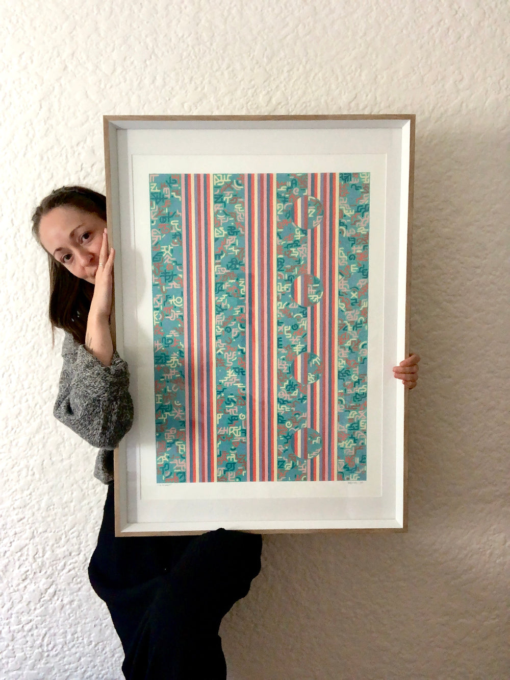 The Blanket gouache pattern artwork photographed with artist