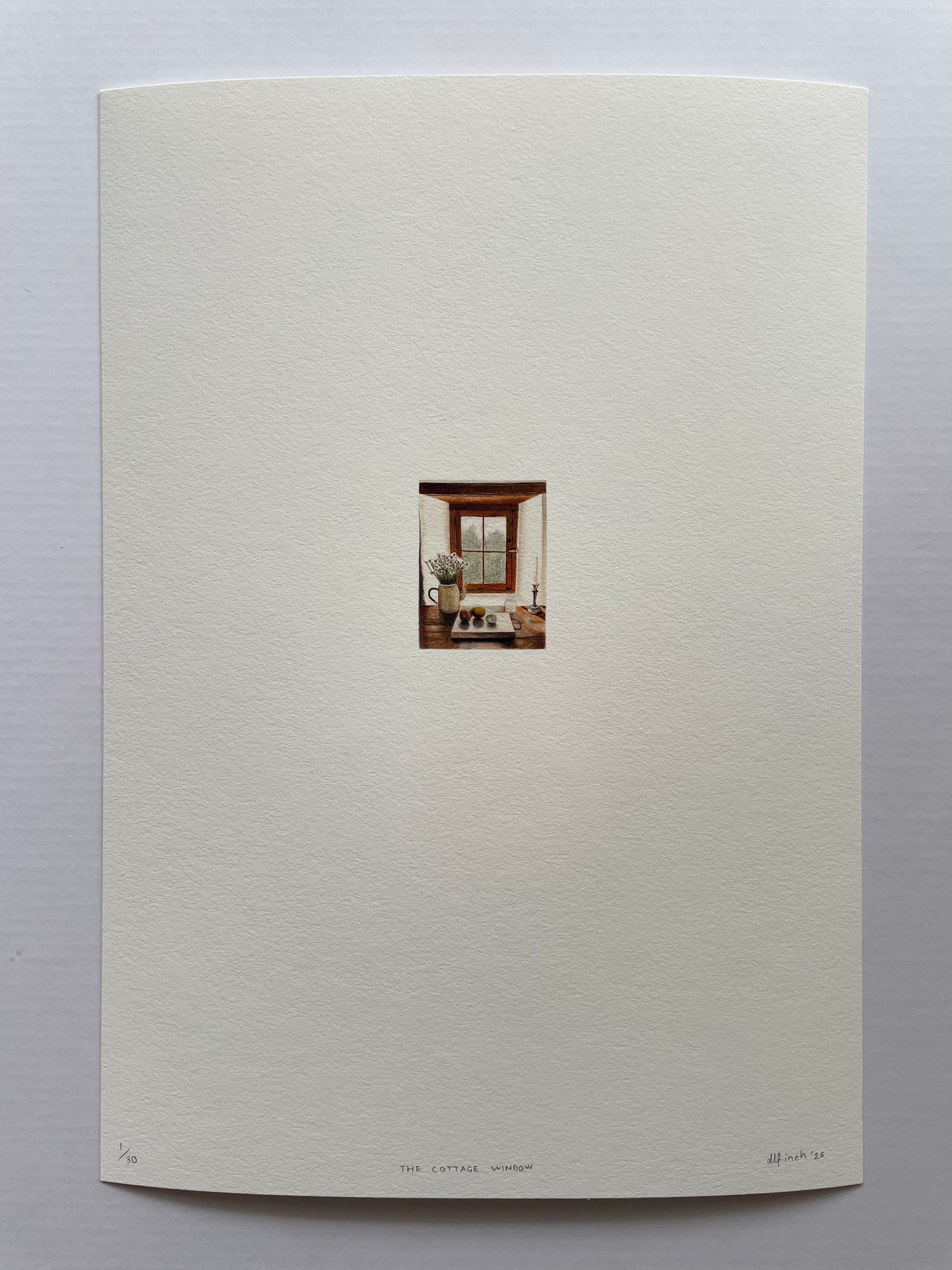 A kitchen cottage window scene printed on Felix Schoeller True Rag Etching 310gsm museum-grade cotton paper